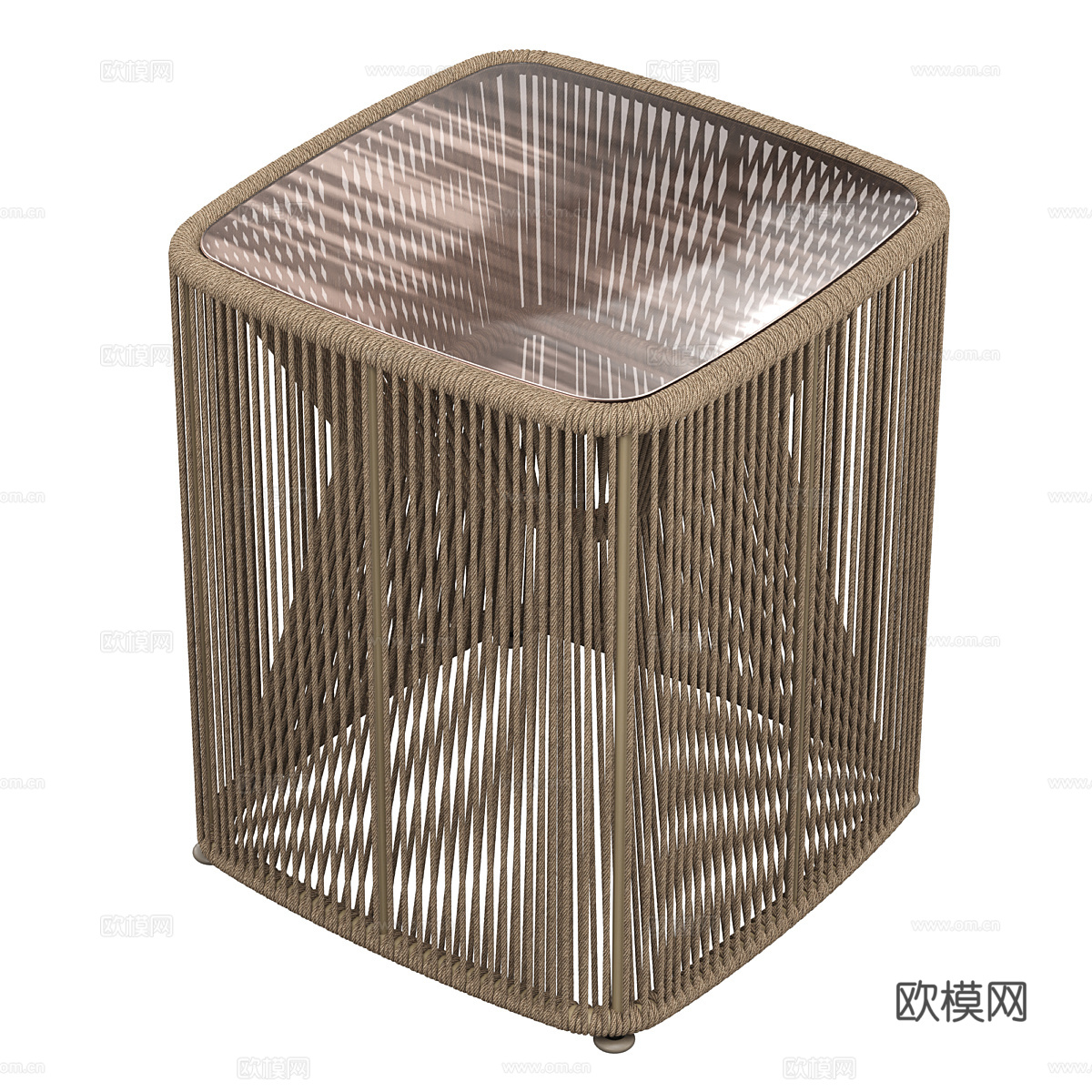 新中式藤编边几3d模型