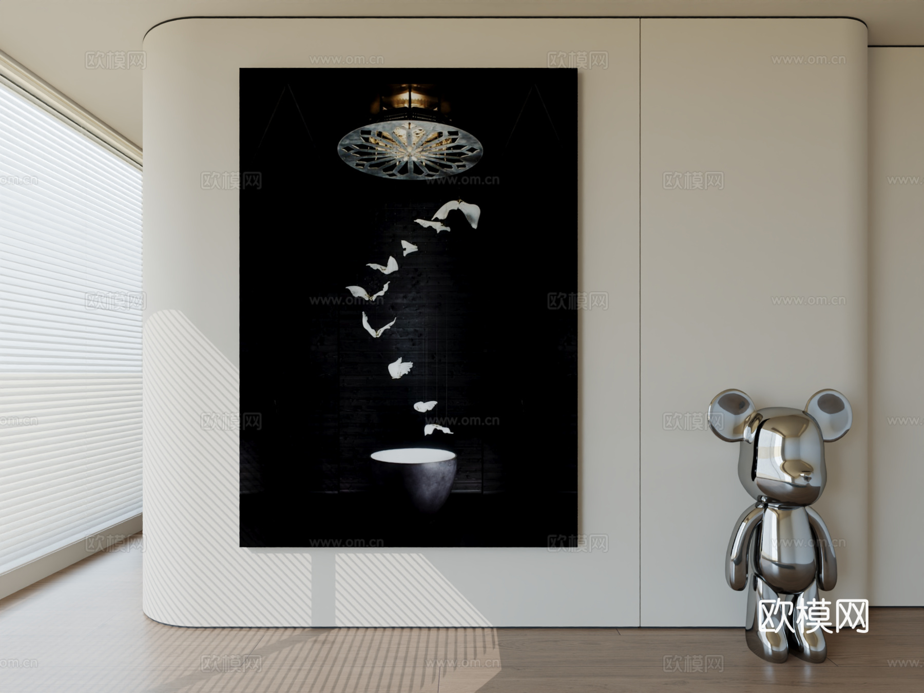 现代极简挂画抽象艺术挂画3d模型