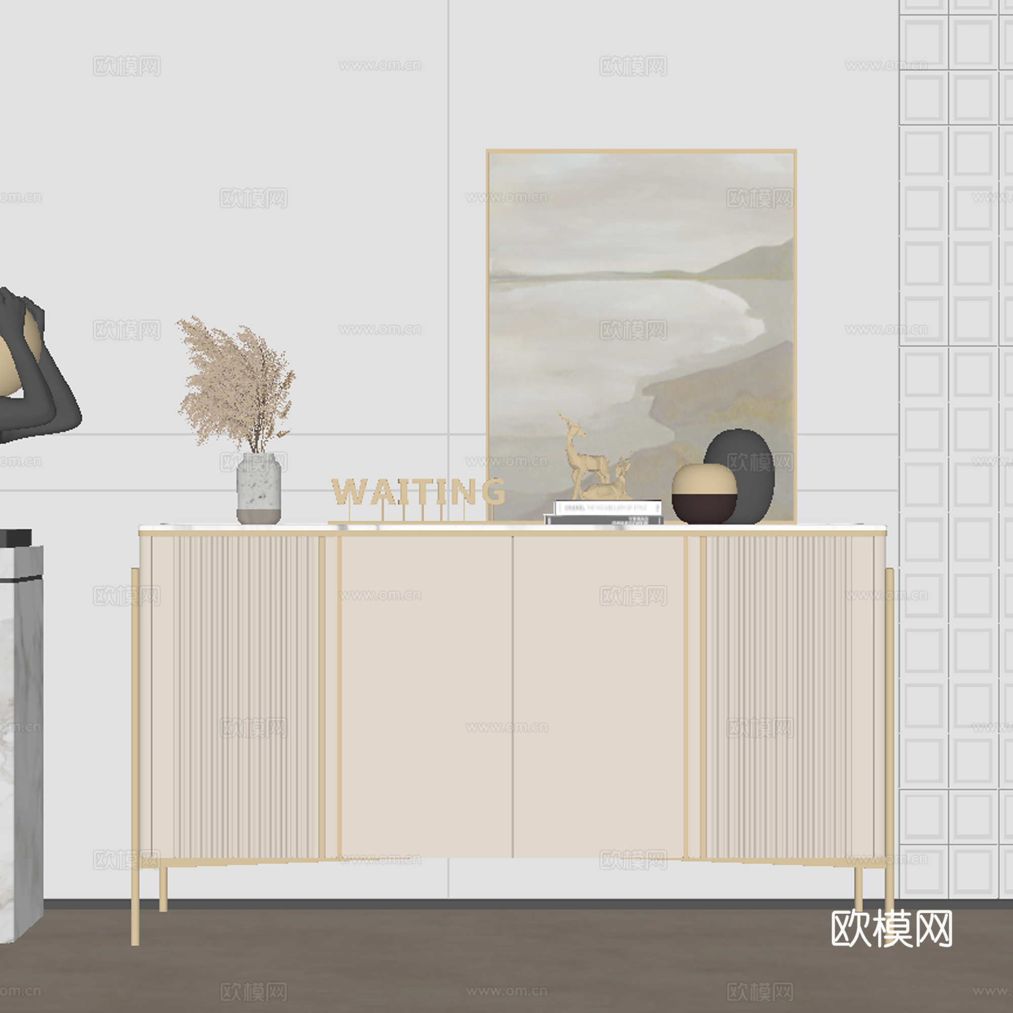 现代餐边柜 边柜su模型