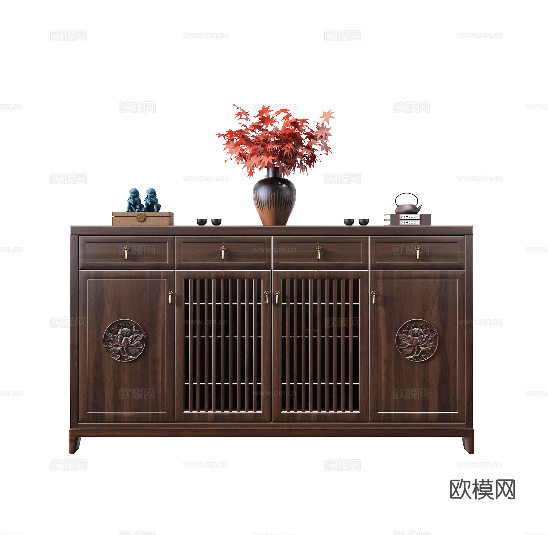 新中式餐边柜 中式边柜 中式端景柜3d模型