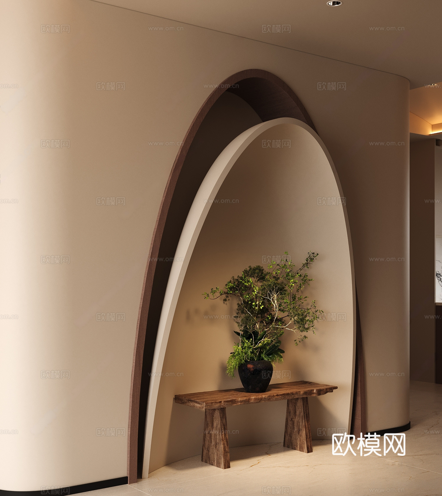 现代极简玄关 门厅 端景 玄关摆件 别墅玄关 玄关背景墙 盆3d模型