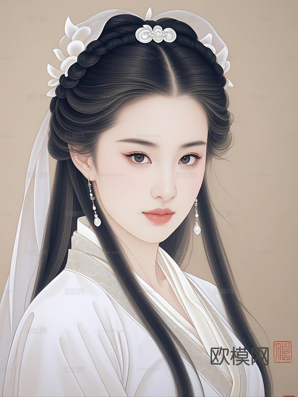 中古复古新中式美女挂画  抽象画 艺术画下载