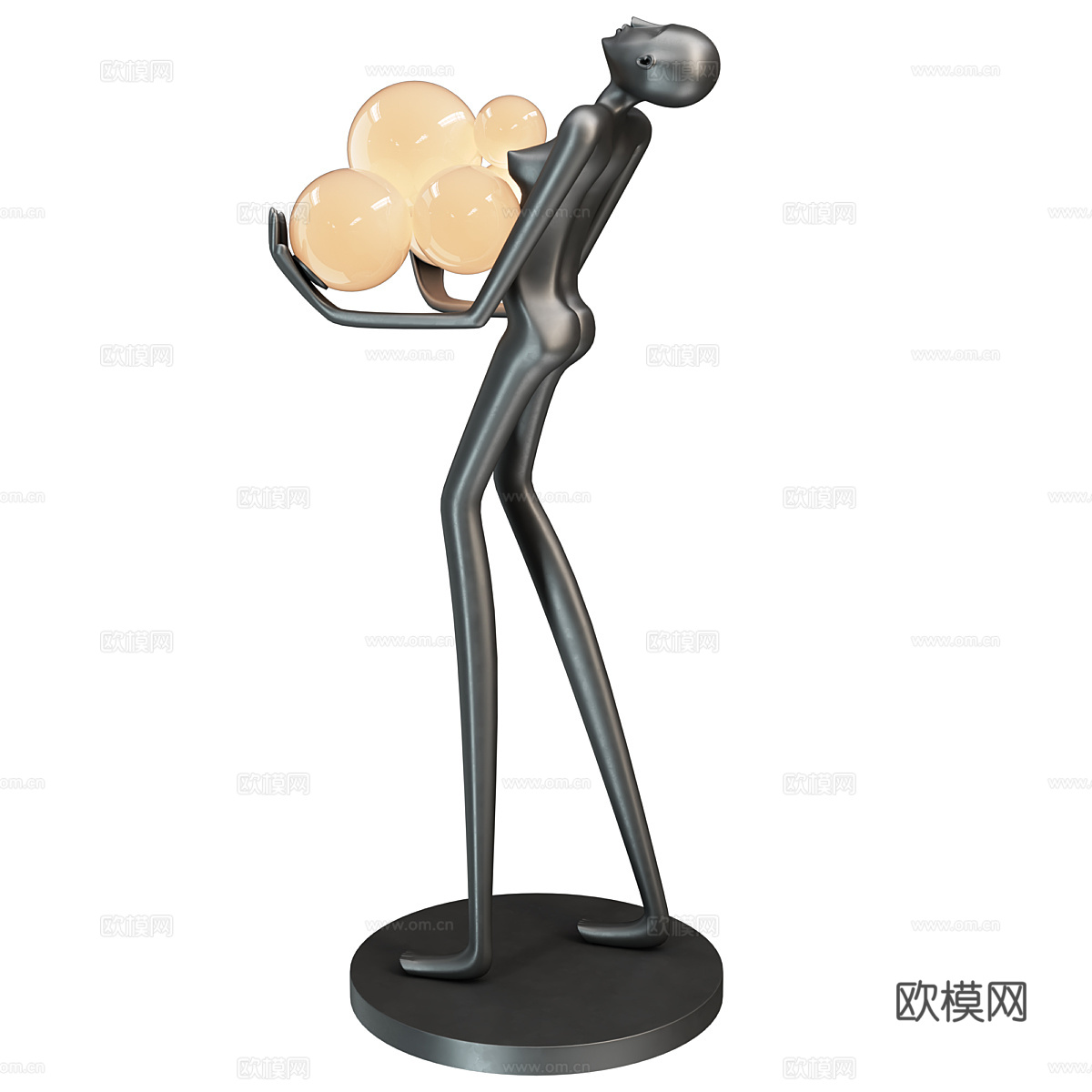 现代意式极简抽象人物装饰落地灯3d模型