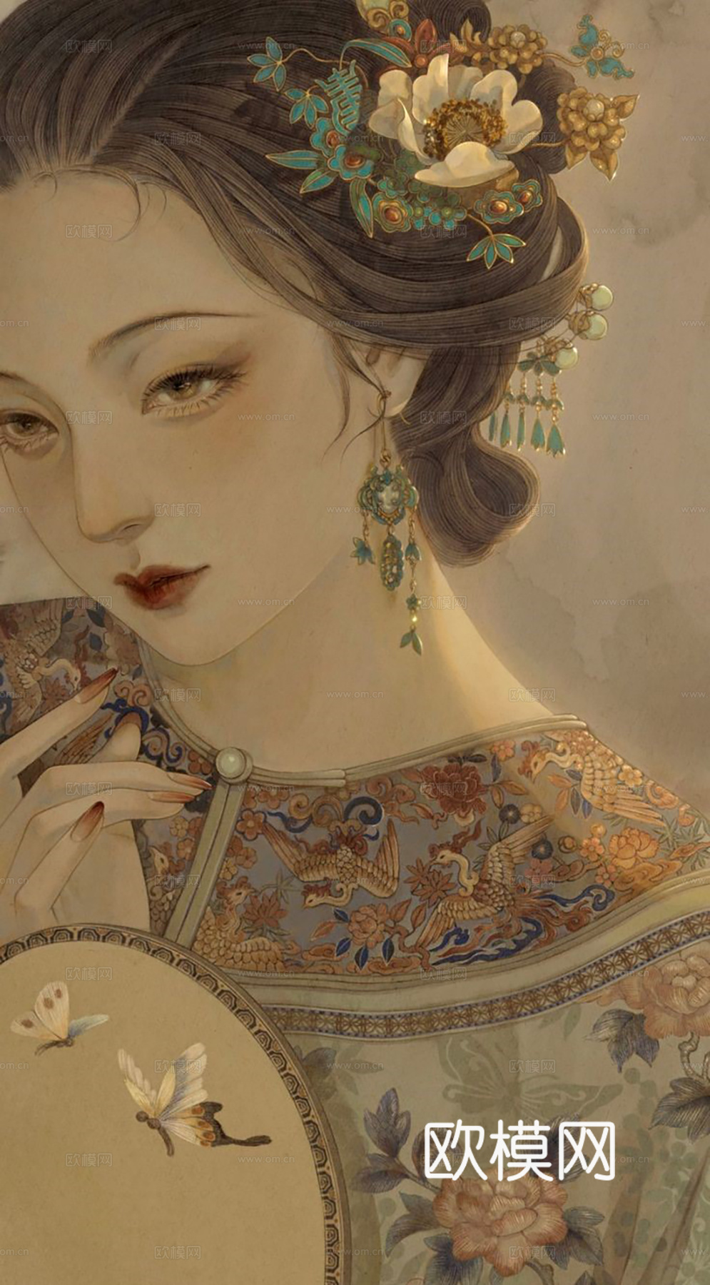 中古复古新中式美女挂画  抽象画 艺术画下载