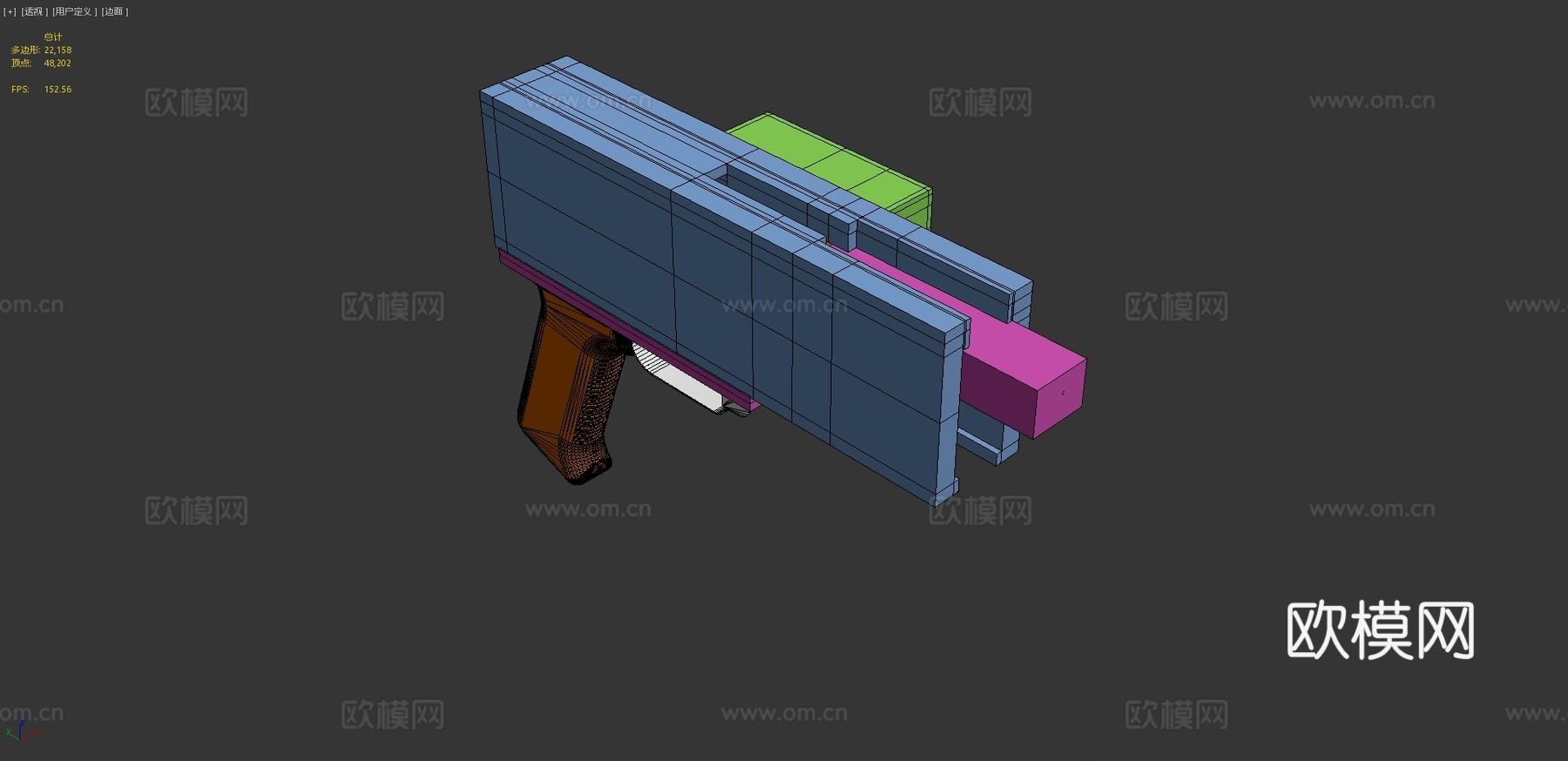 SG-43半自动扳机组配手枪握把3d模型