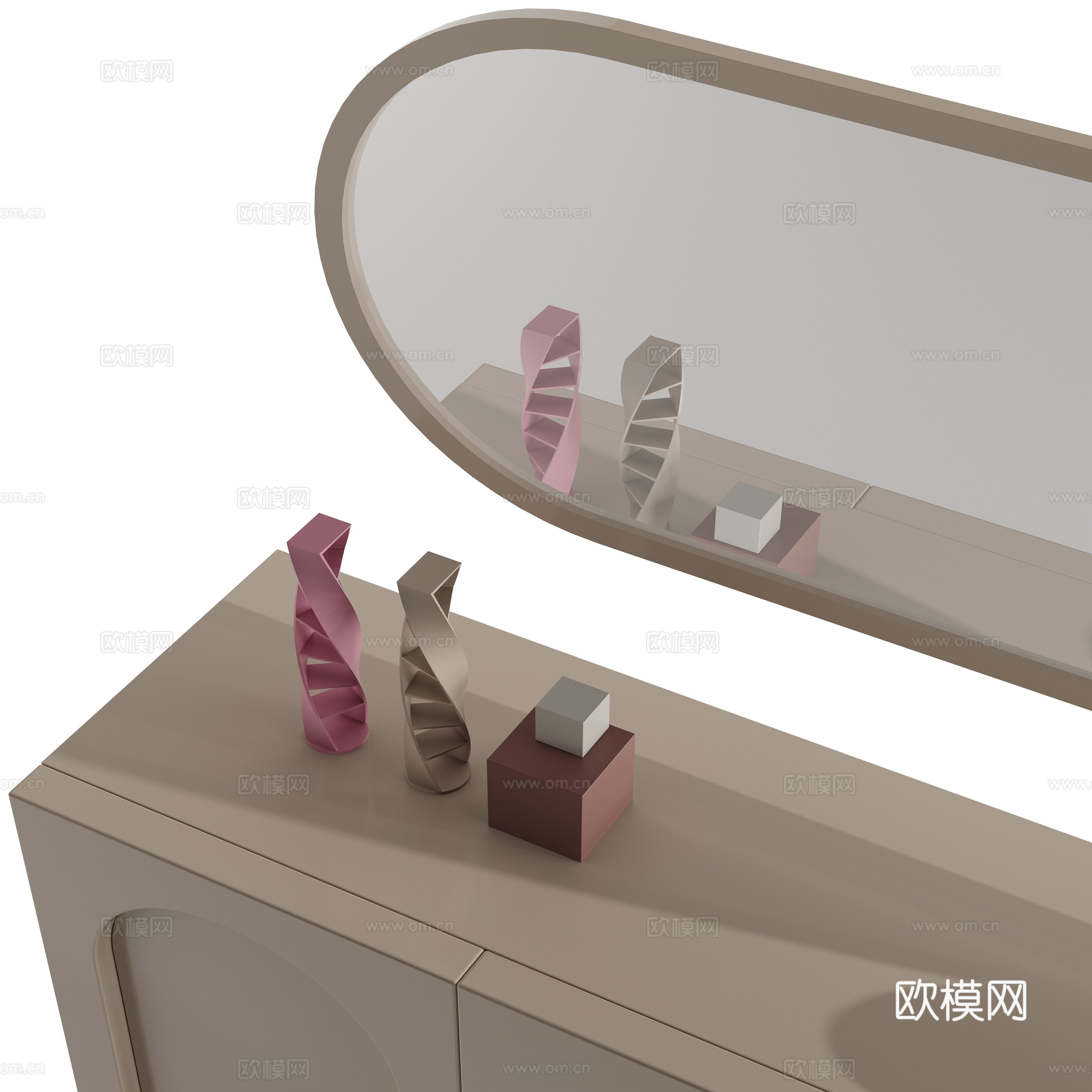 现代奶油侘寂电视柜3d模型