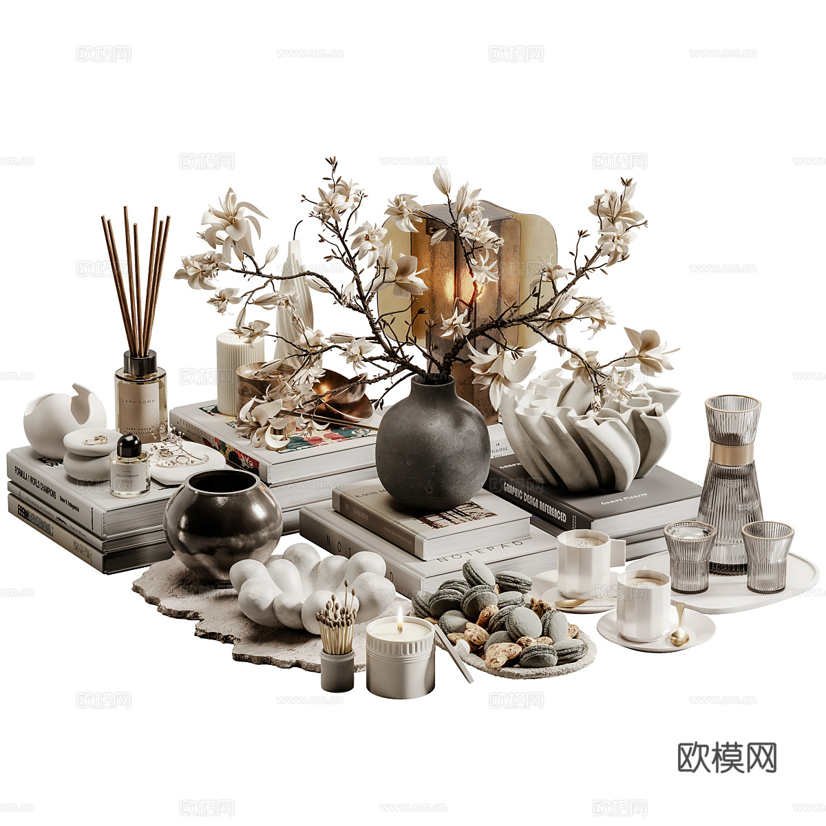 新中式轻奢饰品摆件组合3d模型