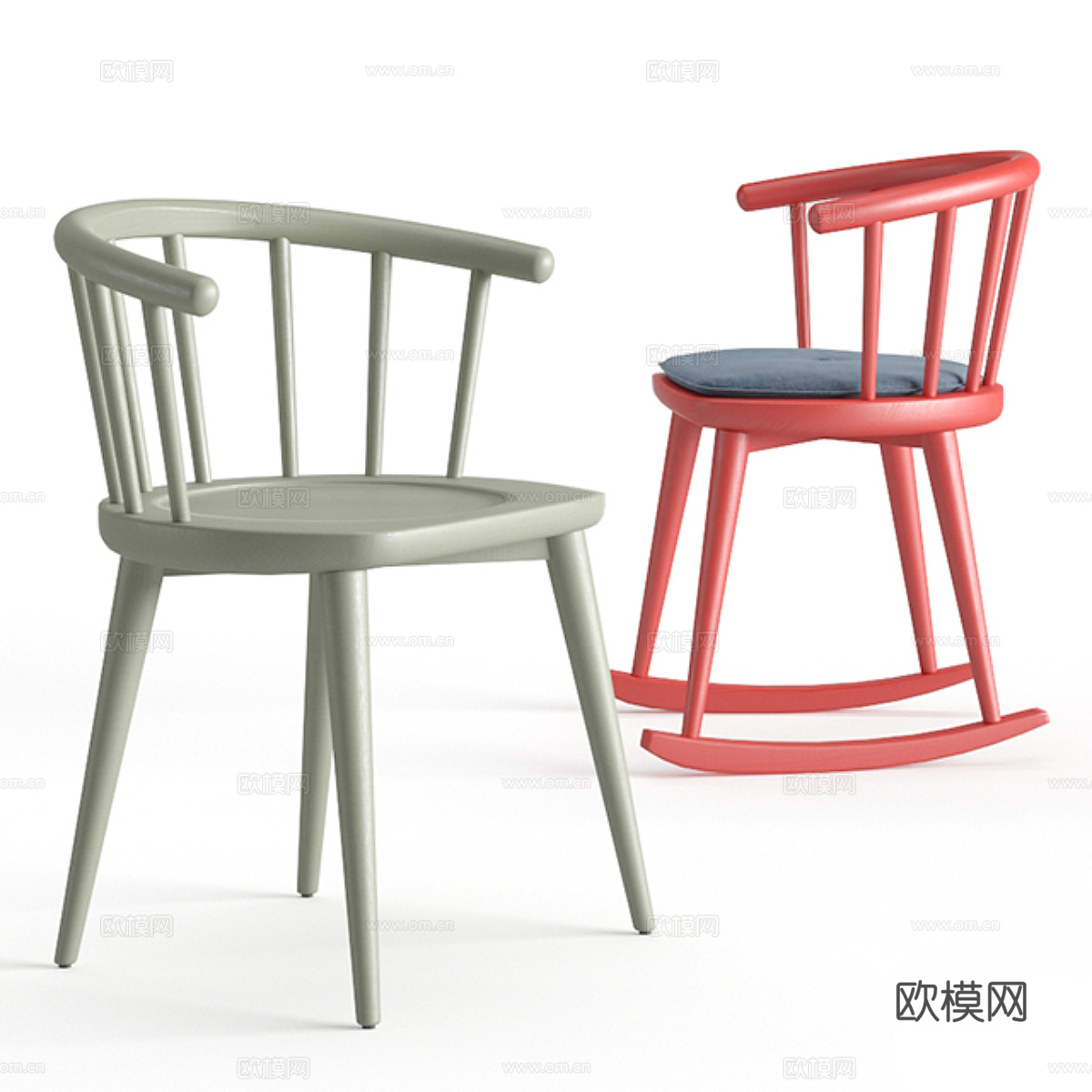现代木质儿童椅3d模型