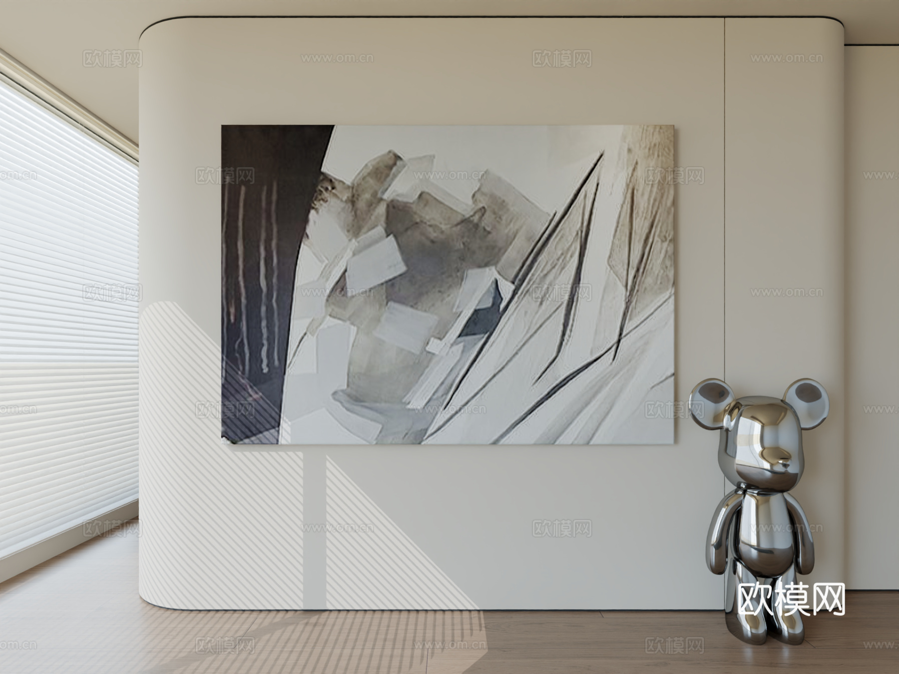 现代极简挂画抽象艺术挂画3d模型