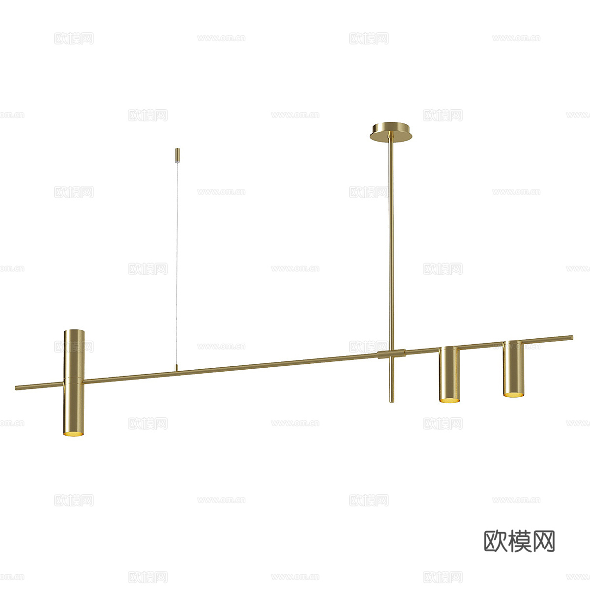 现代极简金属装饰长条吊灯3d模型