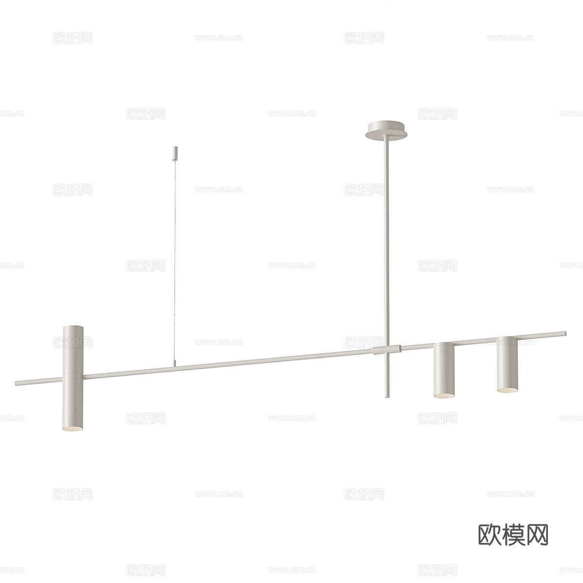 现代极简金属装饰长条吊灯3d模型