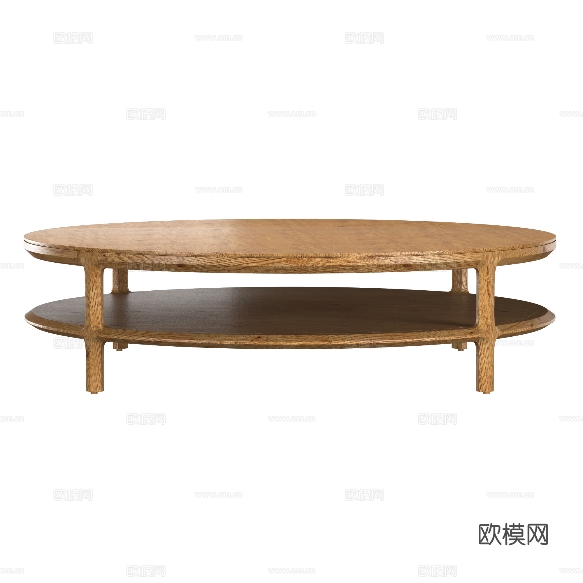 新中式实木圆茶几3d模型