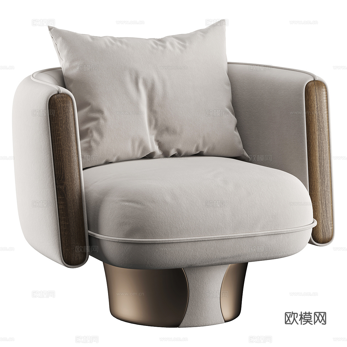 新中式轻奢布艺扶手椅3d模型