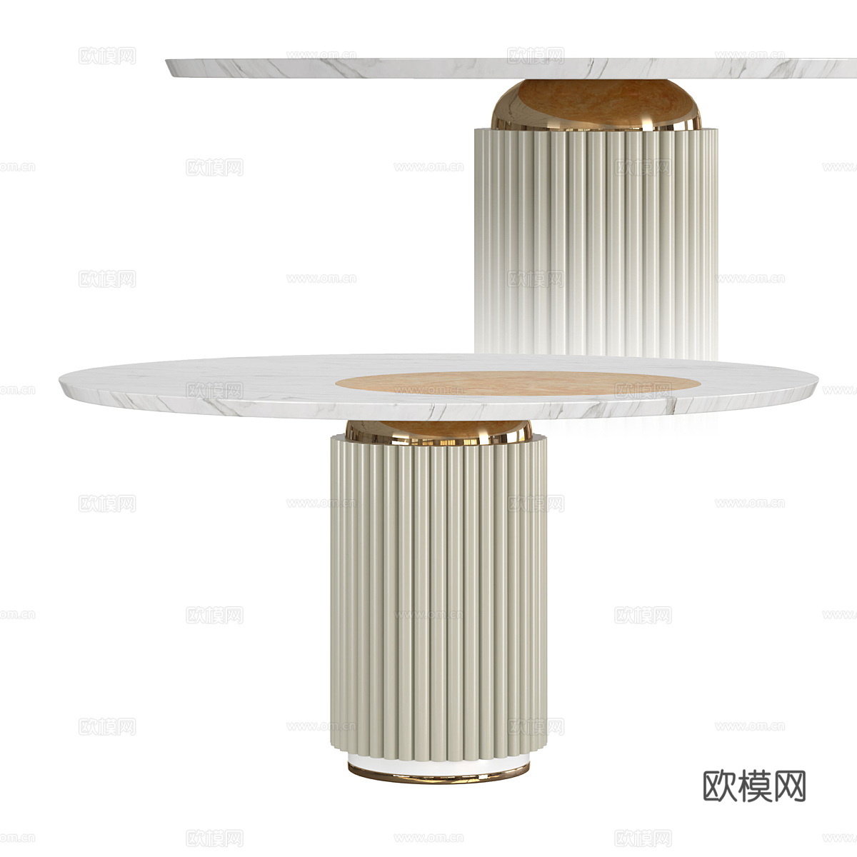 现代轻奢大理石圆餐桌3d模型