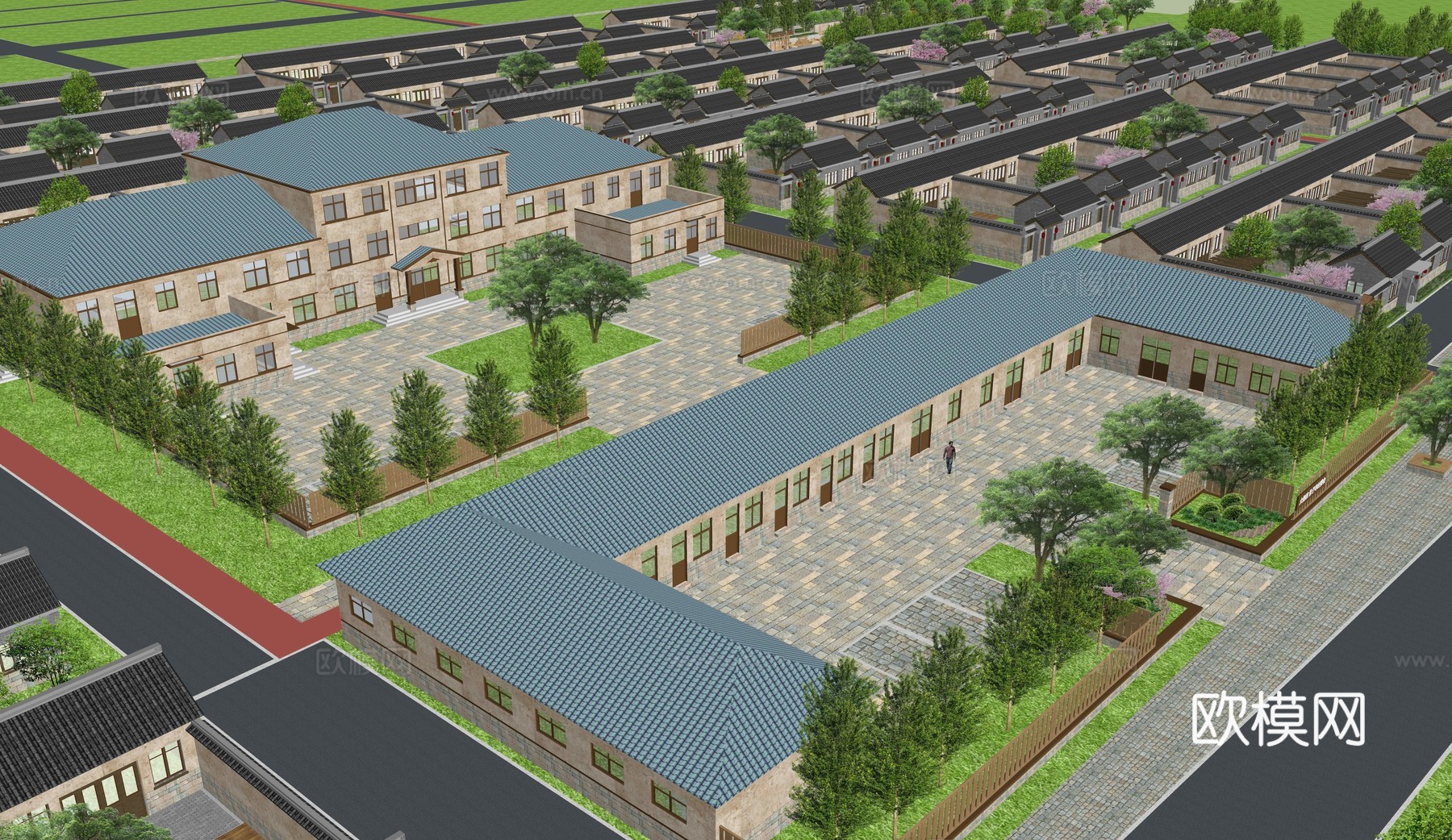 现代新农村 大棚蔬菜 广场景观 农村建筑su模型