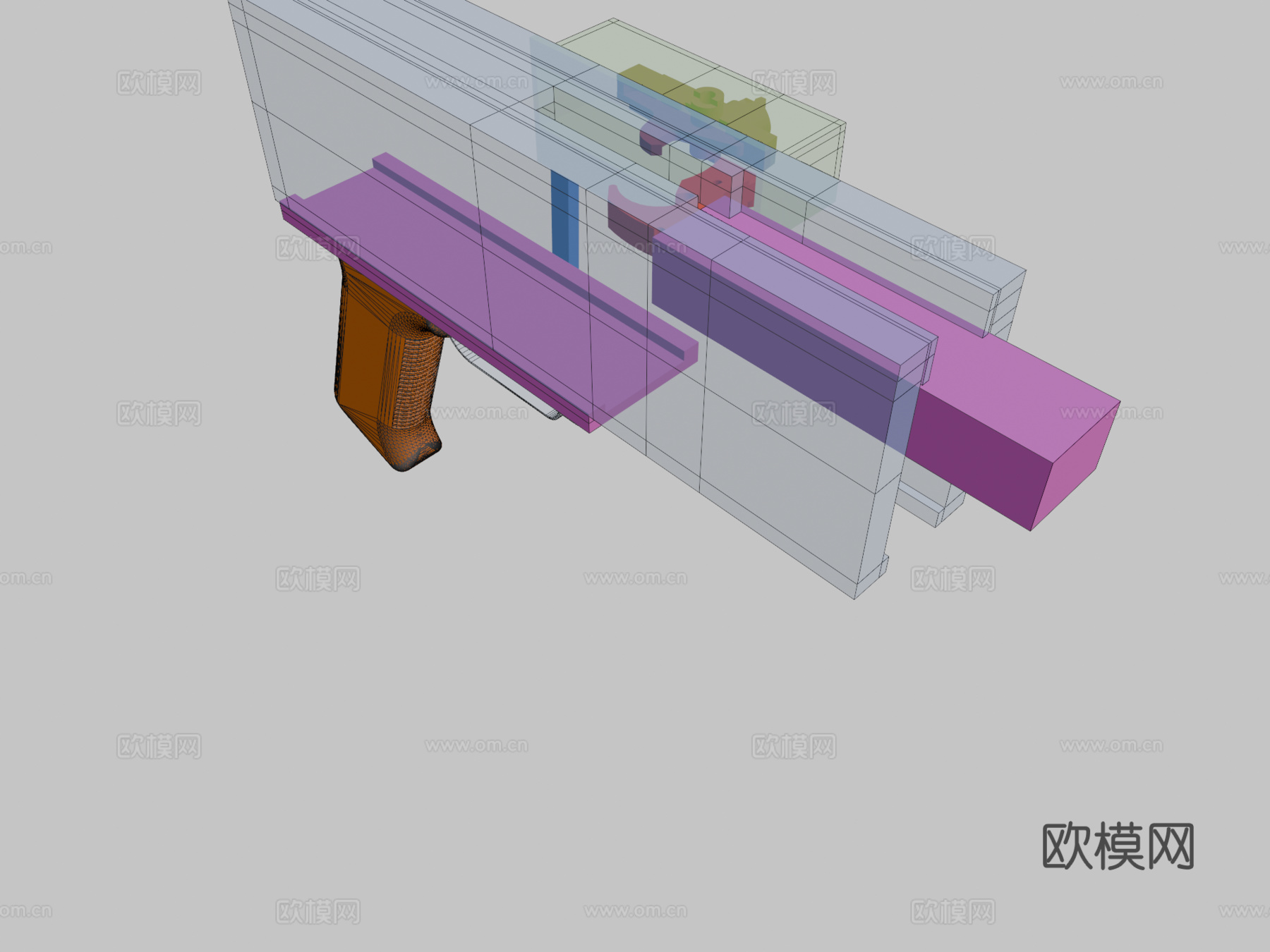 SG-43半自动扳机组配手枪握把3d模型