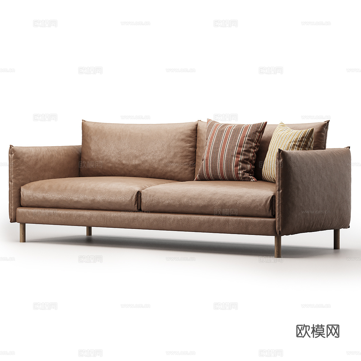 现代意式布艺皮革休闲沙发3d模型