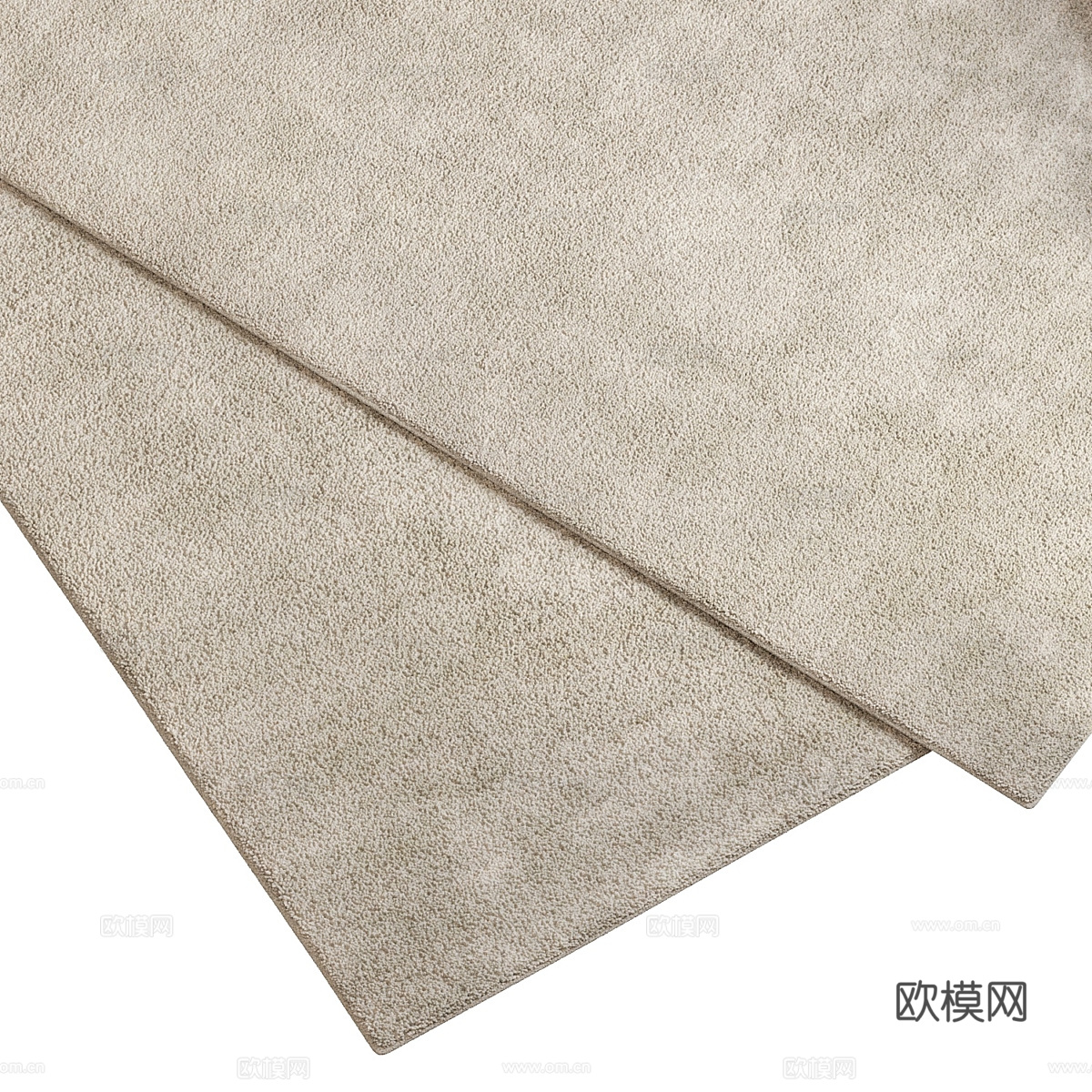 现代奶油风羊毛地毯3d模型