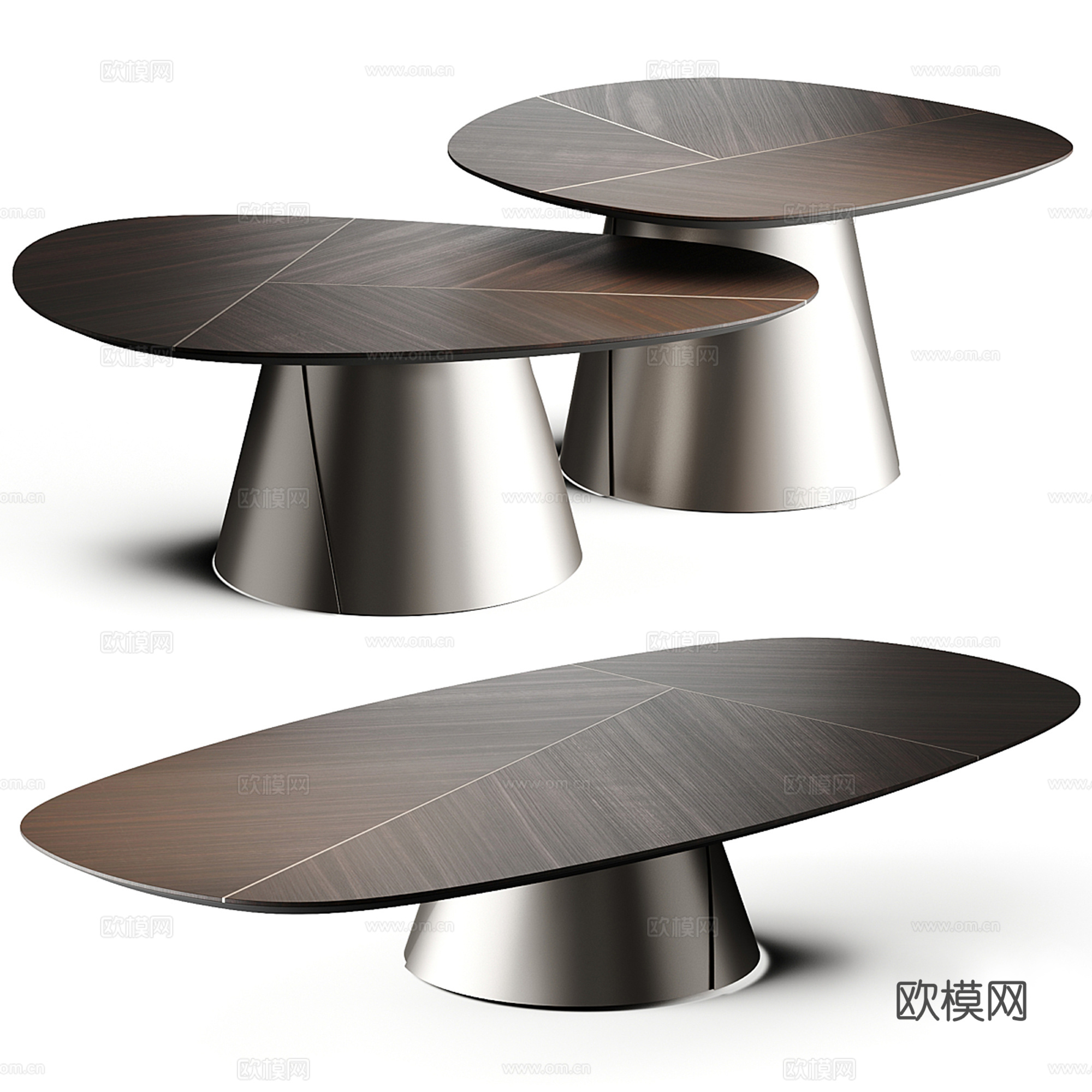 现代异形茶几组合3d模型