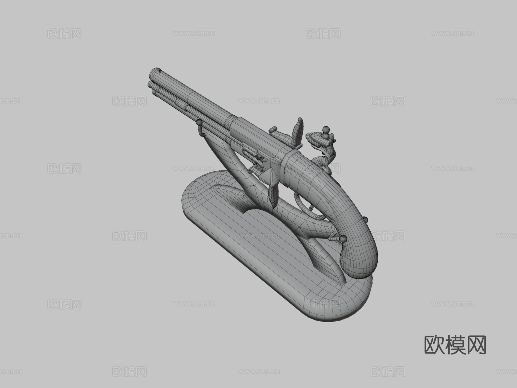 双管翻转手枪3d模型