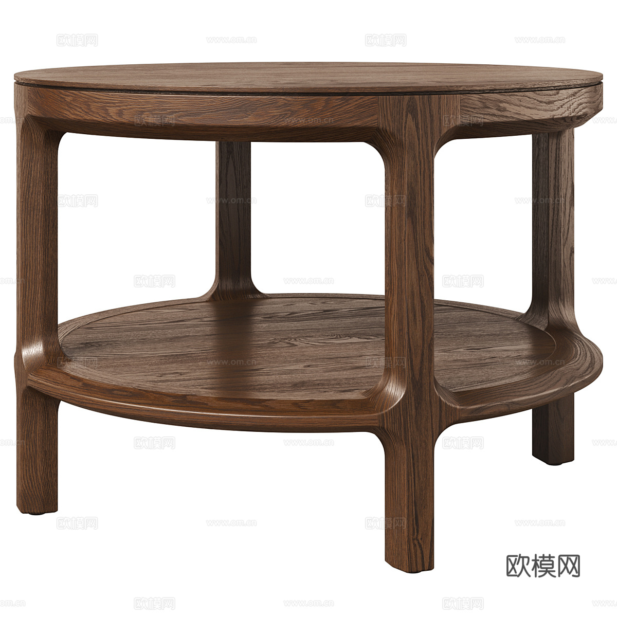新中式实木圆边几3d模型
