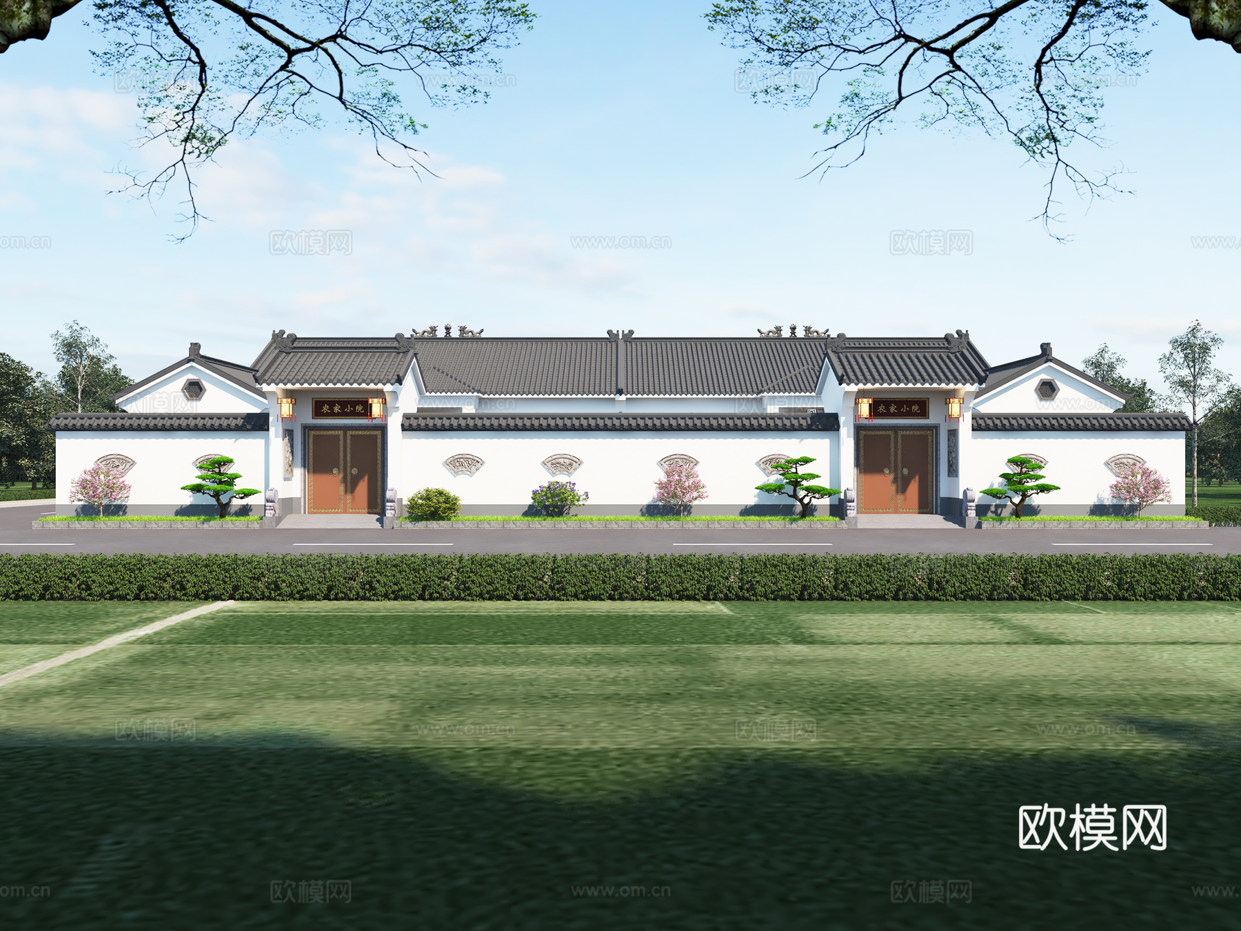 中式四合院苏式合院三合院中式合院农村自建房农家小院庭院3d模型