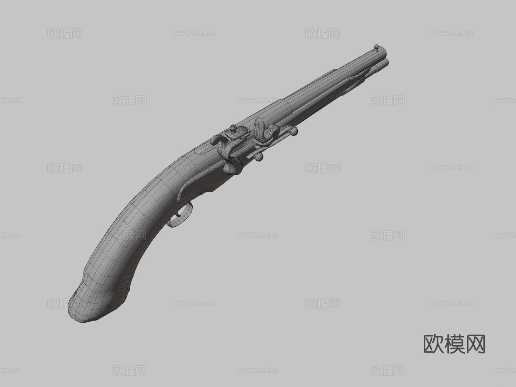 中世纪乌克兰哥萨克手枪3d模型