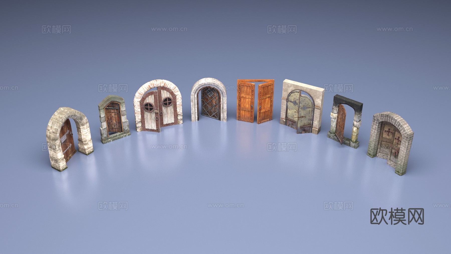 石门木门3d模型