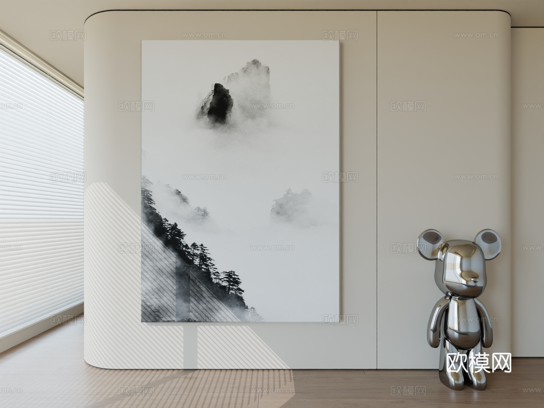 现代极简挂画抽象艺术挂画3d模型