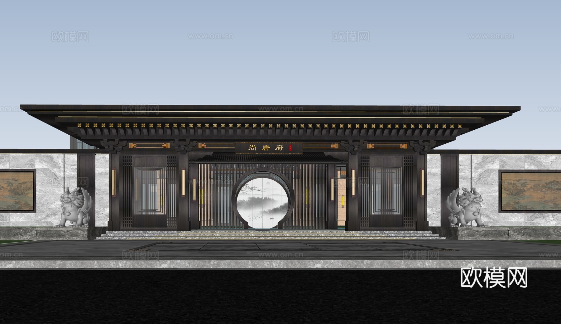 新中式售楼处 售楼部景观 会所建筑 展馆建筑 博物馆su模型