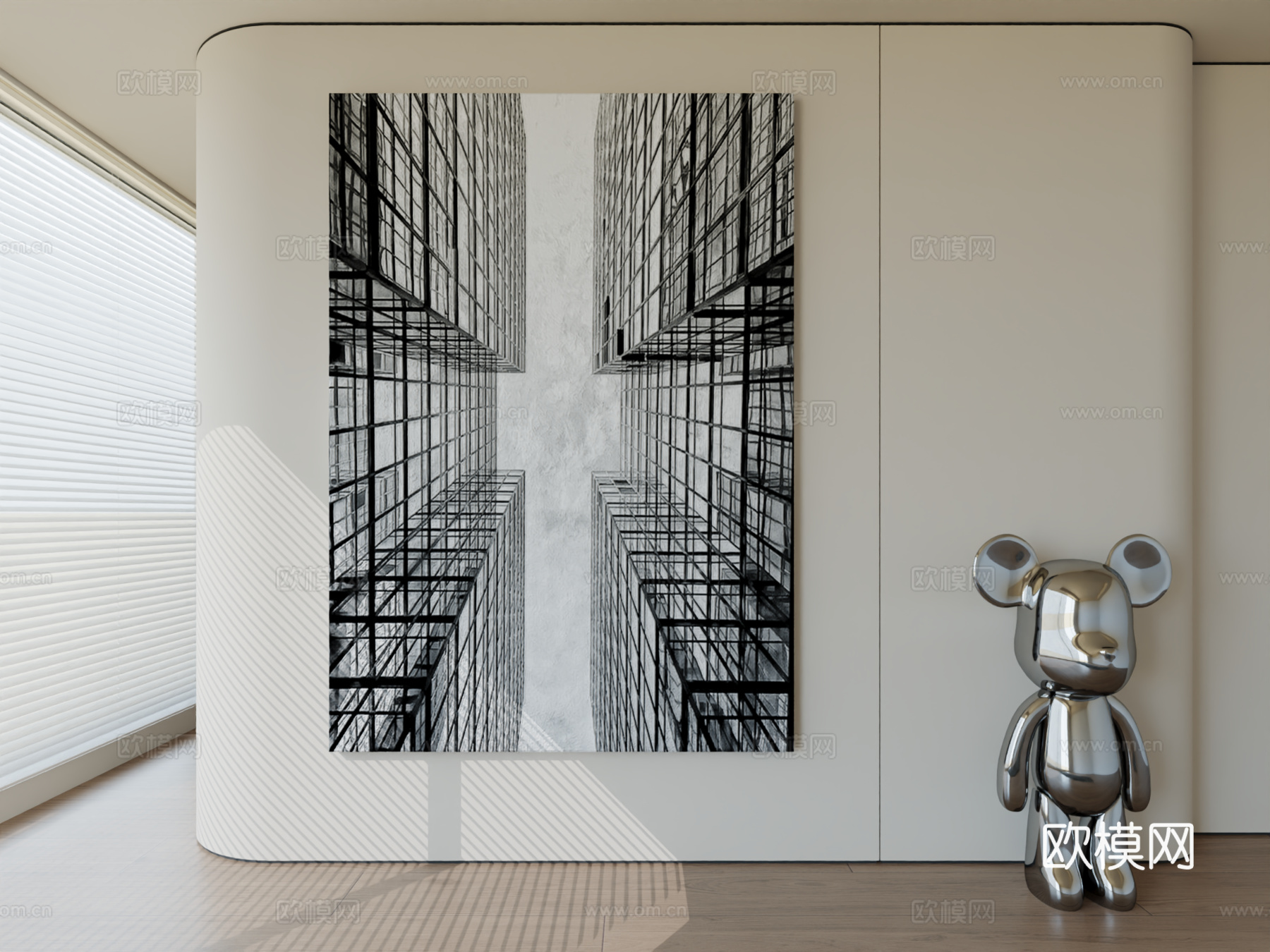 现代极简挂画抽象艺术挂画3d模型