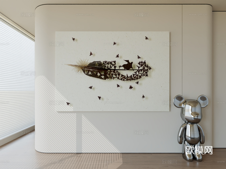 现代极简挂画抽象艺术挂画3d模型下载