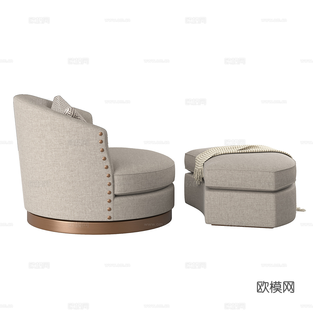 现代轻奢布艺沙发椅3d模型
