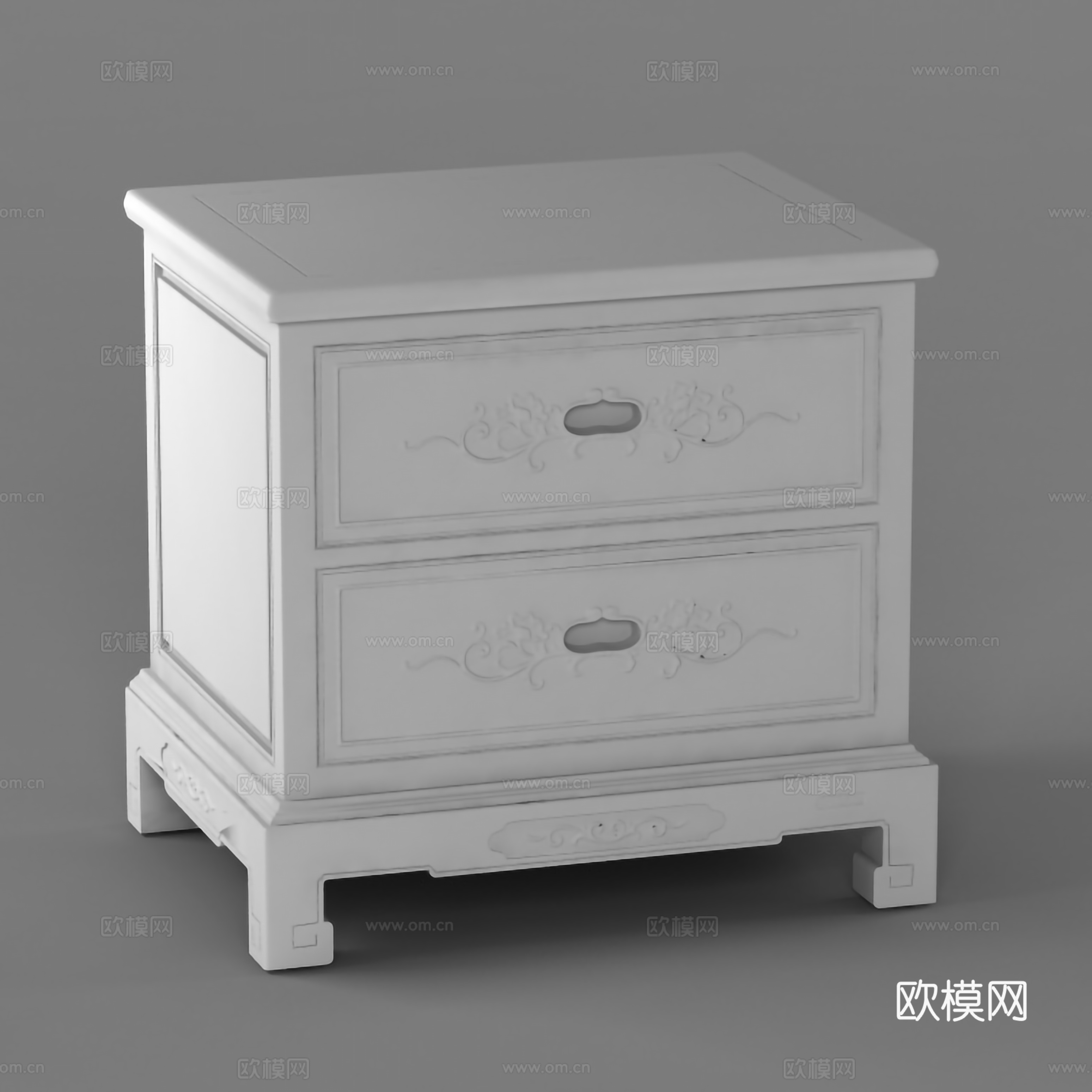 中式床头柜 雕花柜门 实木红木3d模型