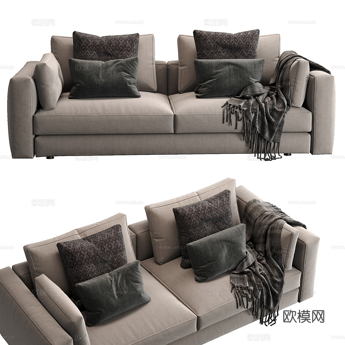 现代意式布艺休闲沙发3d模型