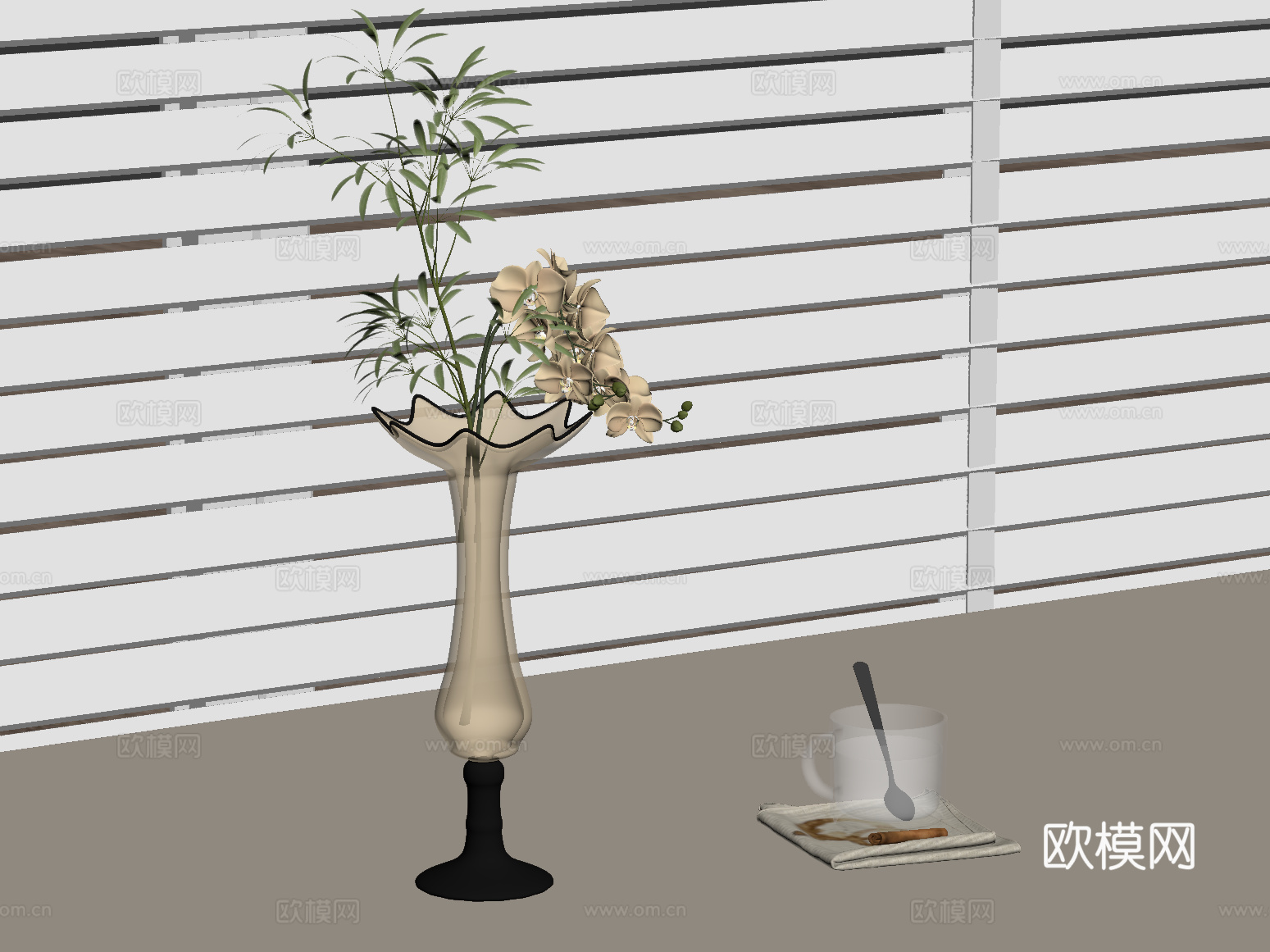 法式复古风花瓶 花艺摆件su模型