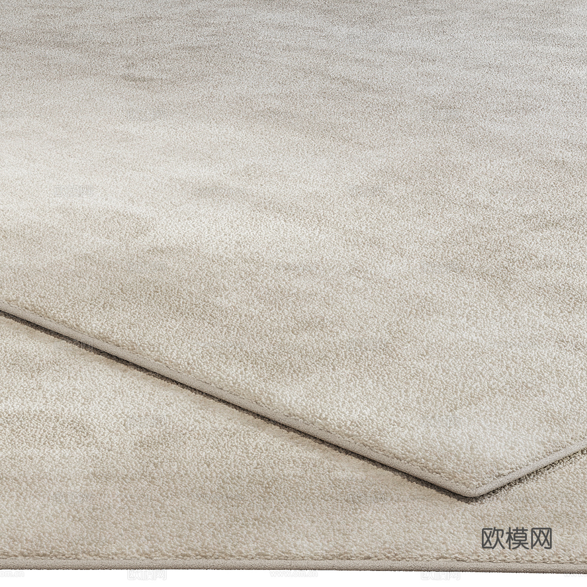 现代奶油风羊毛地毯3d模型