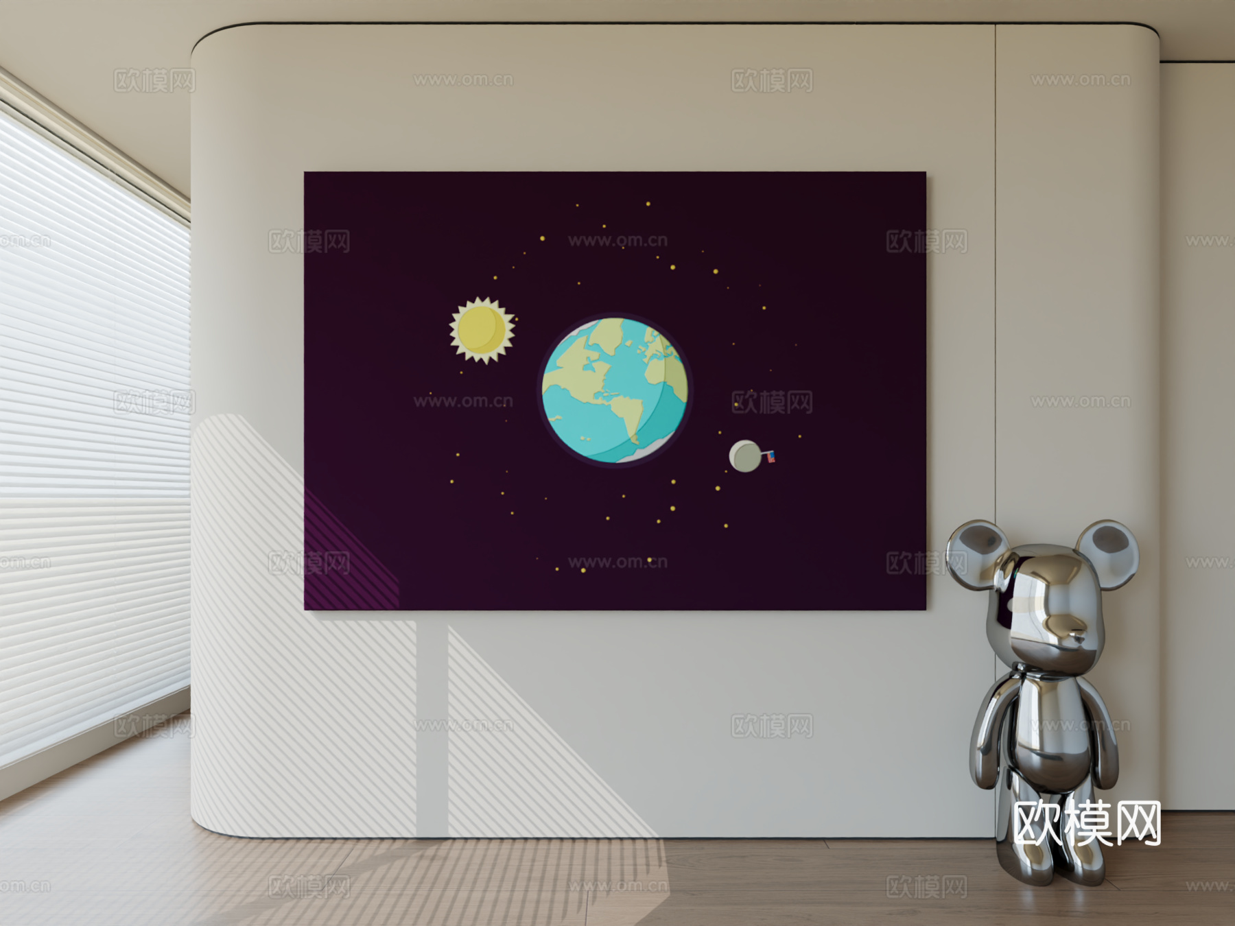 现代极简挂画抽象艺术挂画3d模型