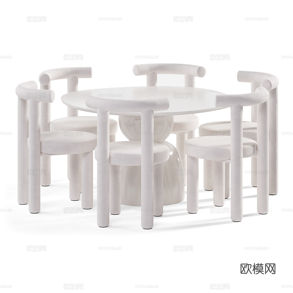 现代意式圆餐桌椅3d模型
