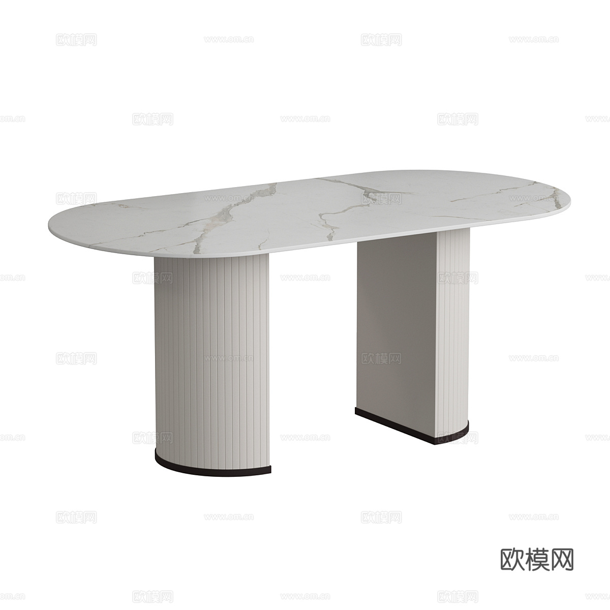 现代意式椭圆餐桌椅3d模型