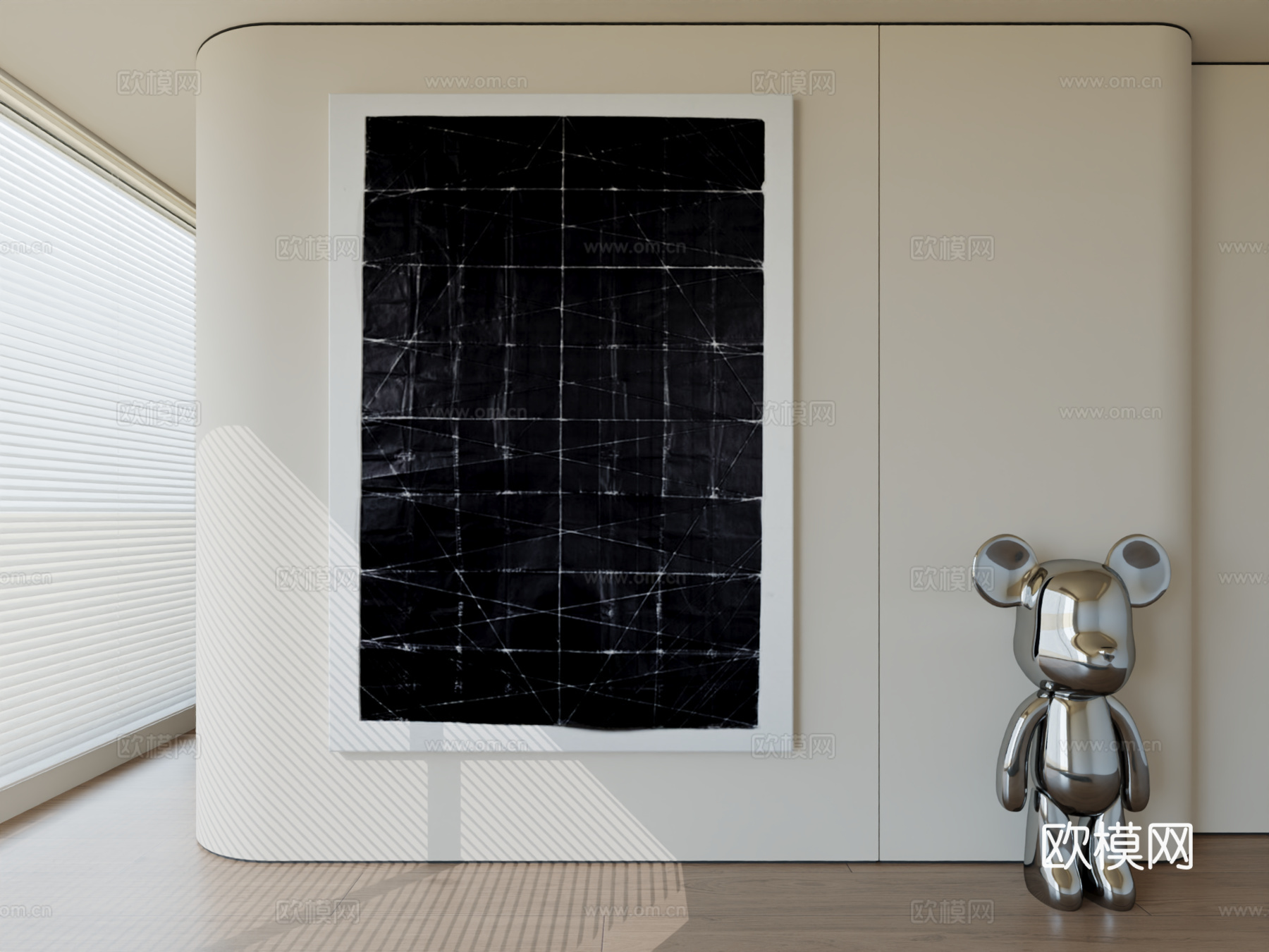 现代极简挂画抽象艺术挂画3d模型