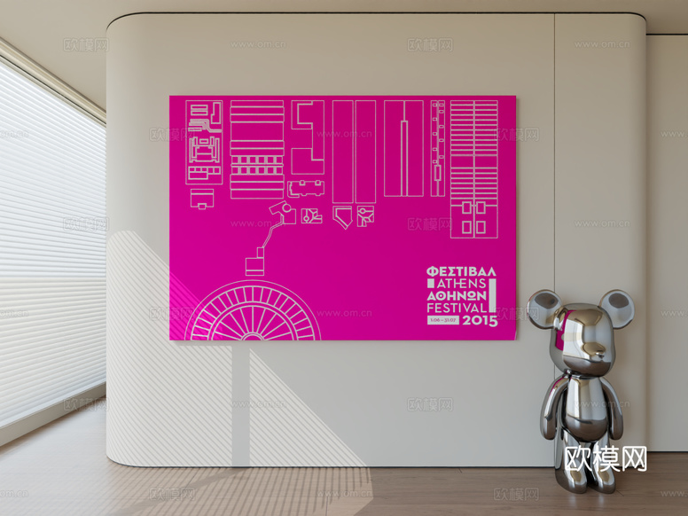 现代极简挂画抽象艺术挂画3d模型下载