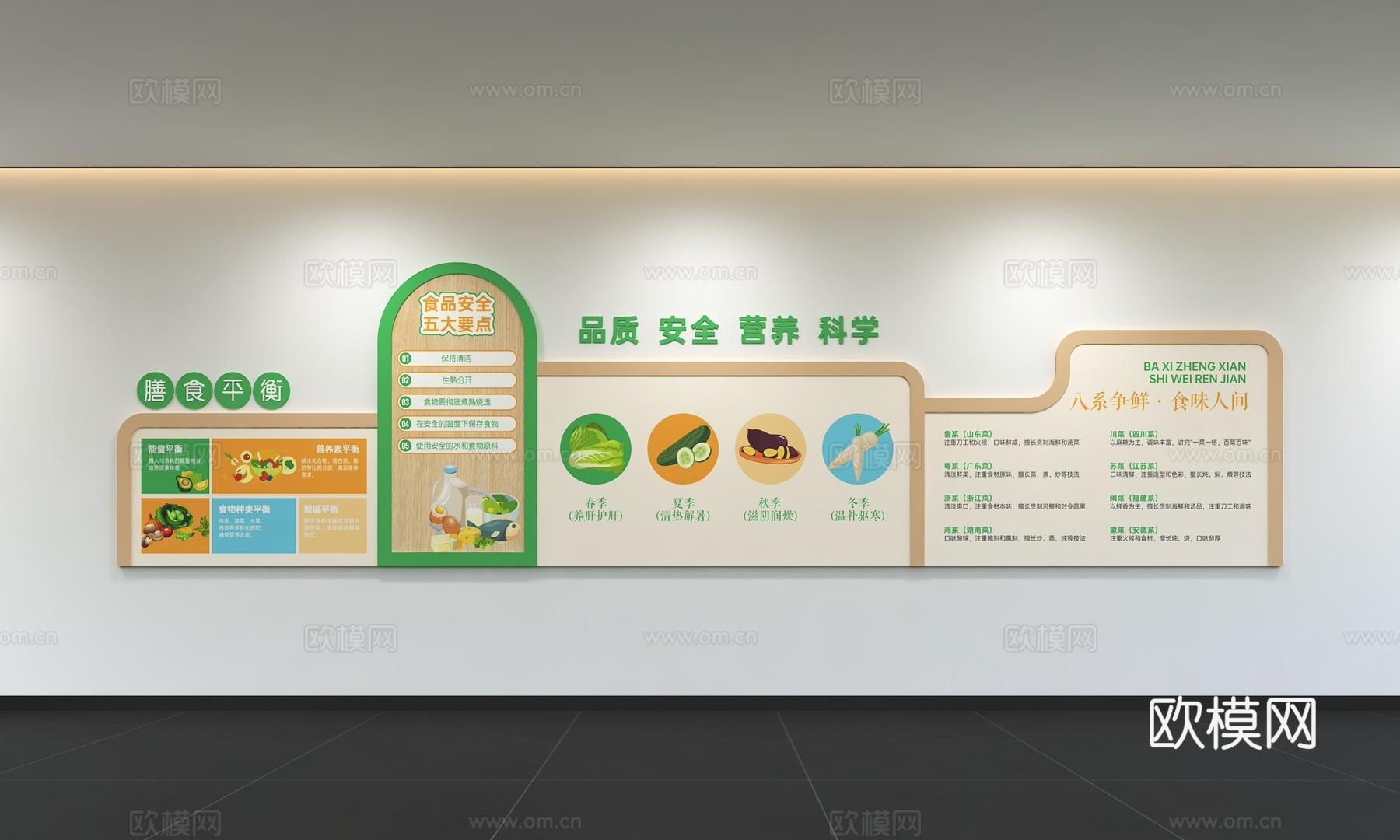 现代节约粮食 食堂文化 餐饮 校园食堂文化餐饮背景墙 挂件3d模型