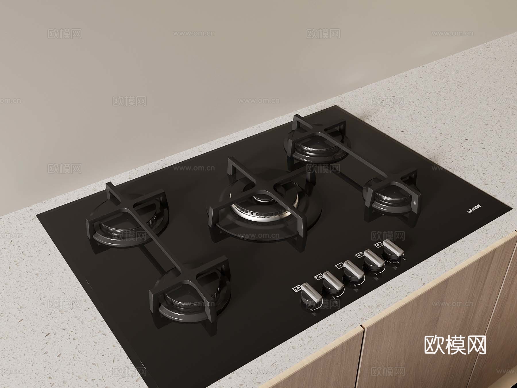 厨房用品 现代燃气灶 煤气灶 灶台su模型