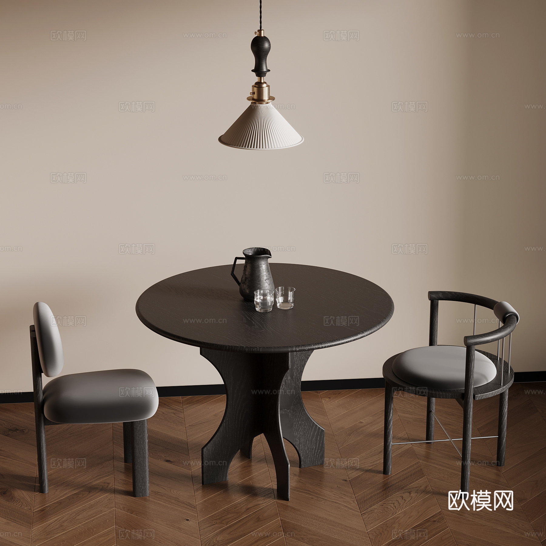 法式中古风桌椅 洽谈桌su模型