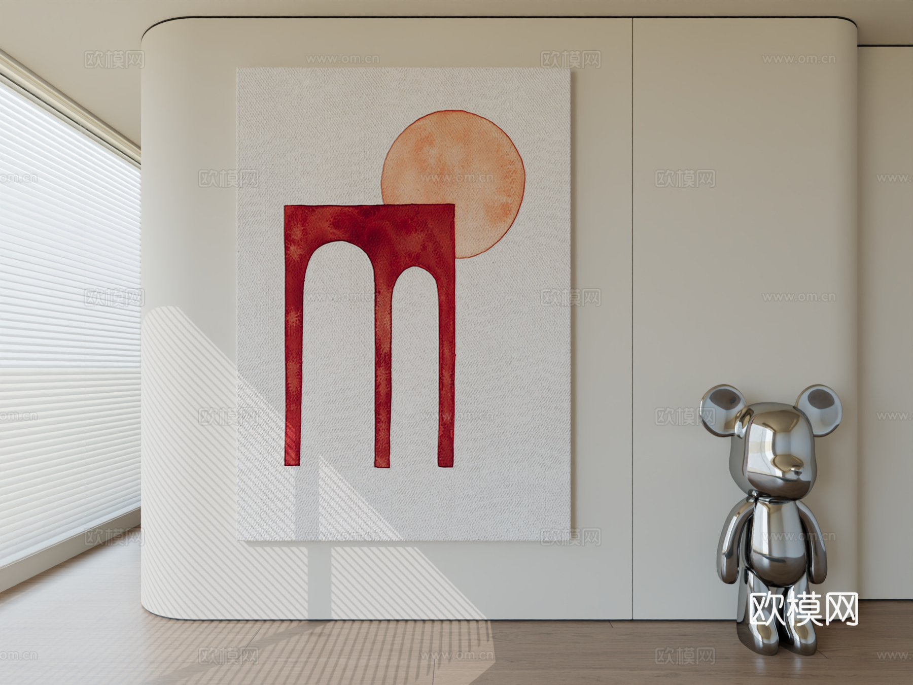 现代极简挂画抽象艺术挂画3d模型