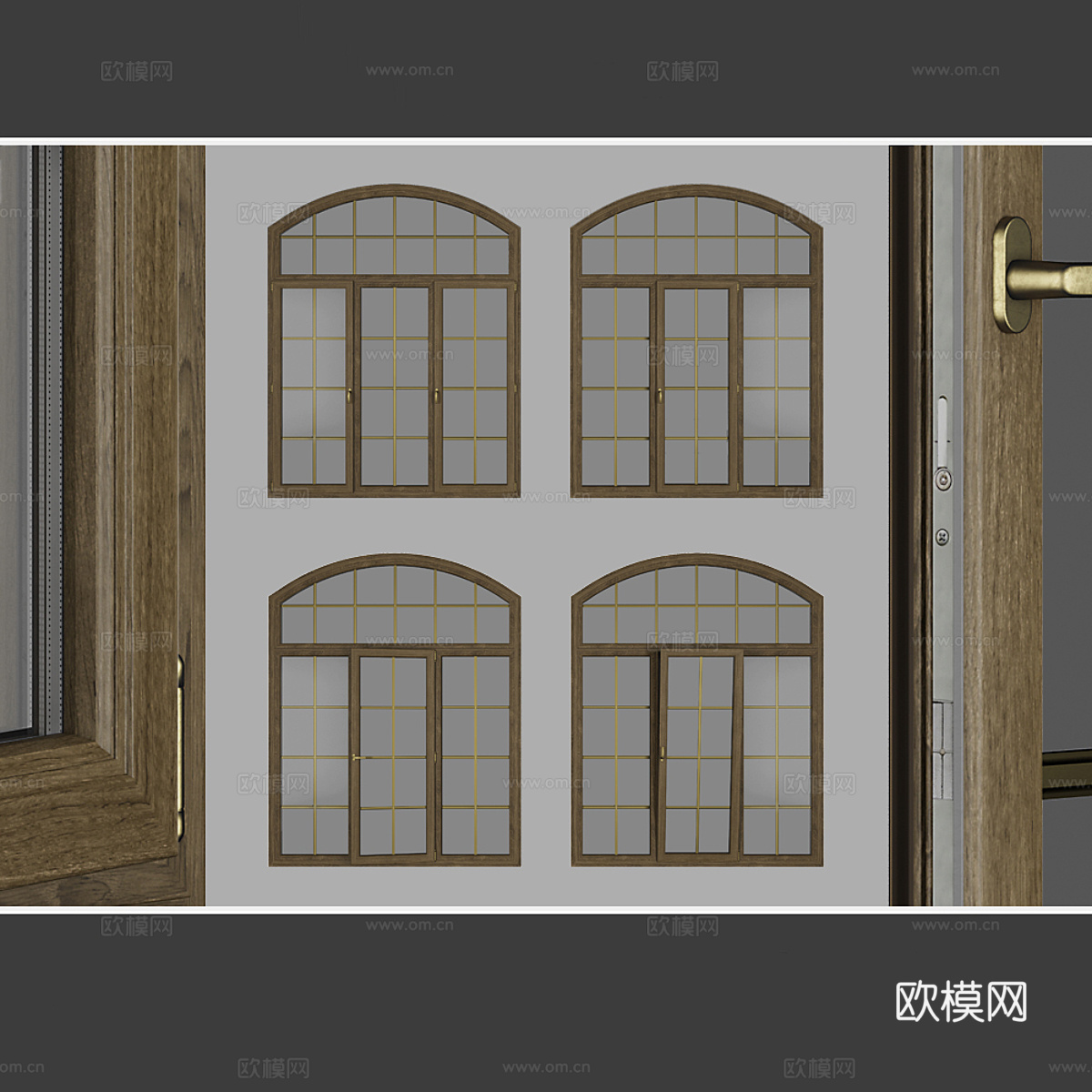 美式简约拱形玻璃门3d模型