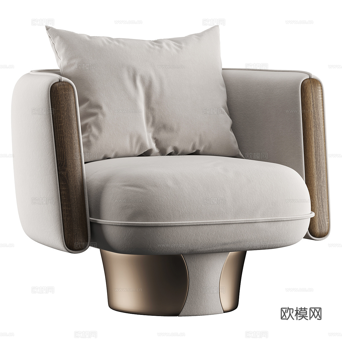 新中式轻奢布艺扶手椅3d模型