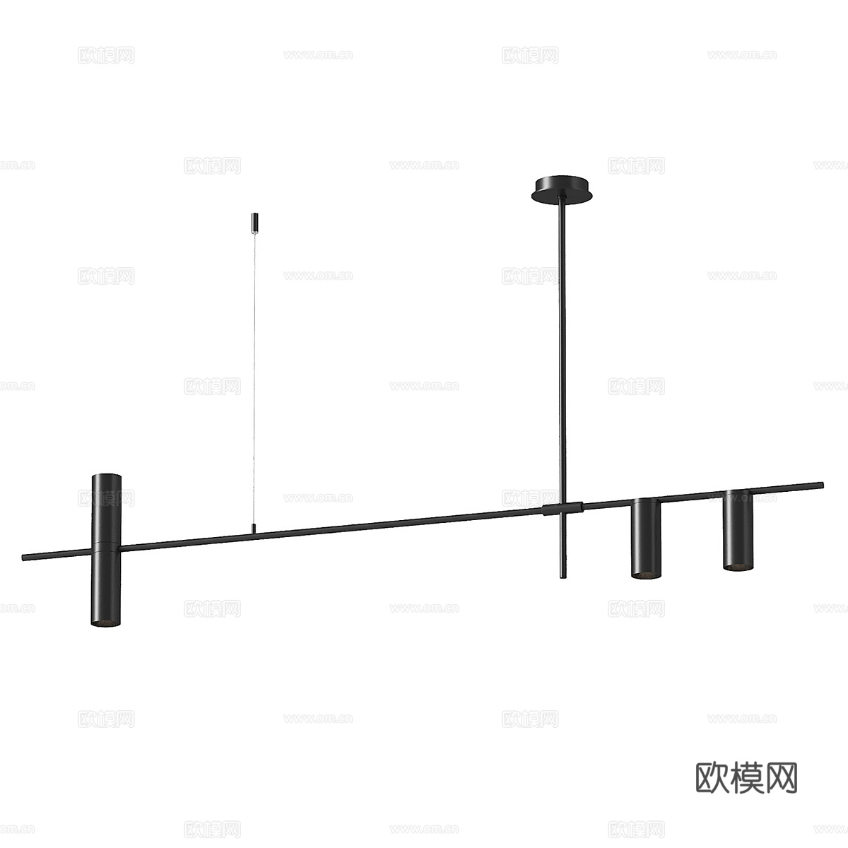 现代极简金属装饰长条吊灯3d模型