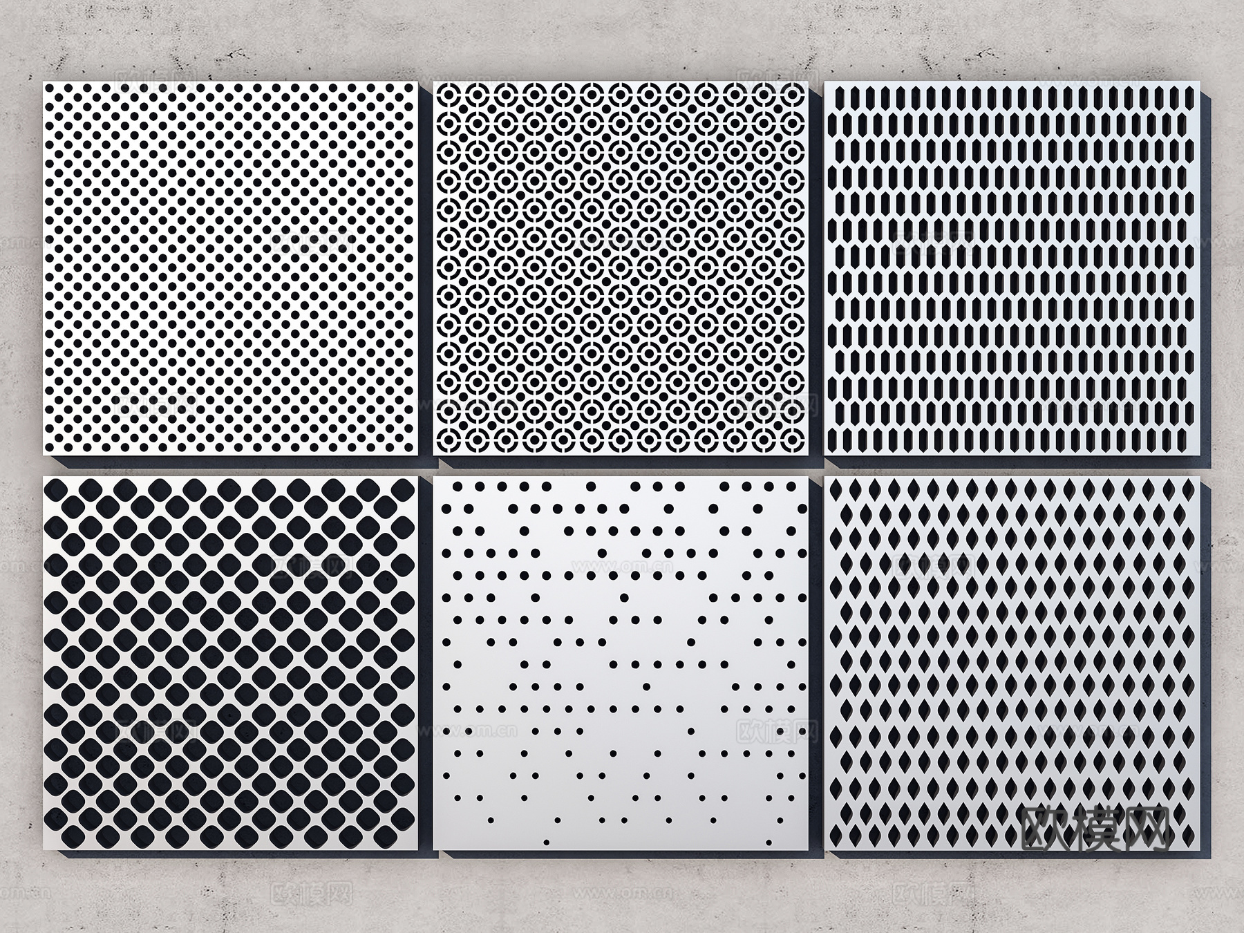 现代护墙板 冲孔板 护墙板 冲孔铝单板3d模型
